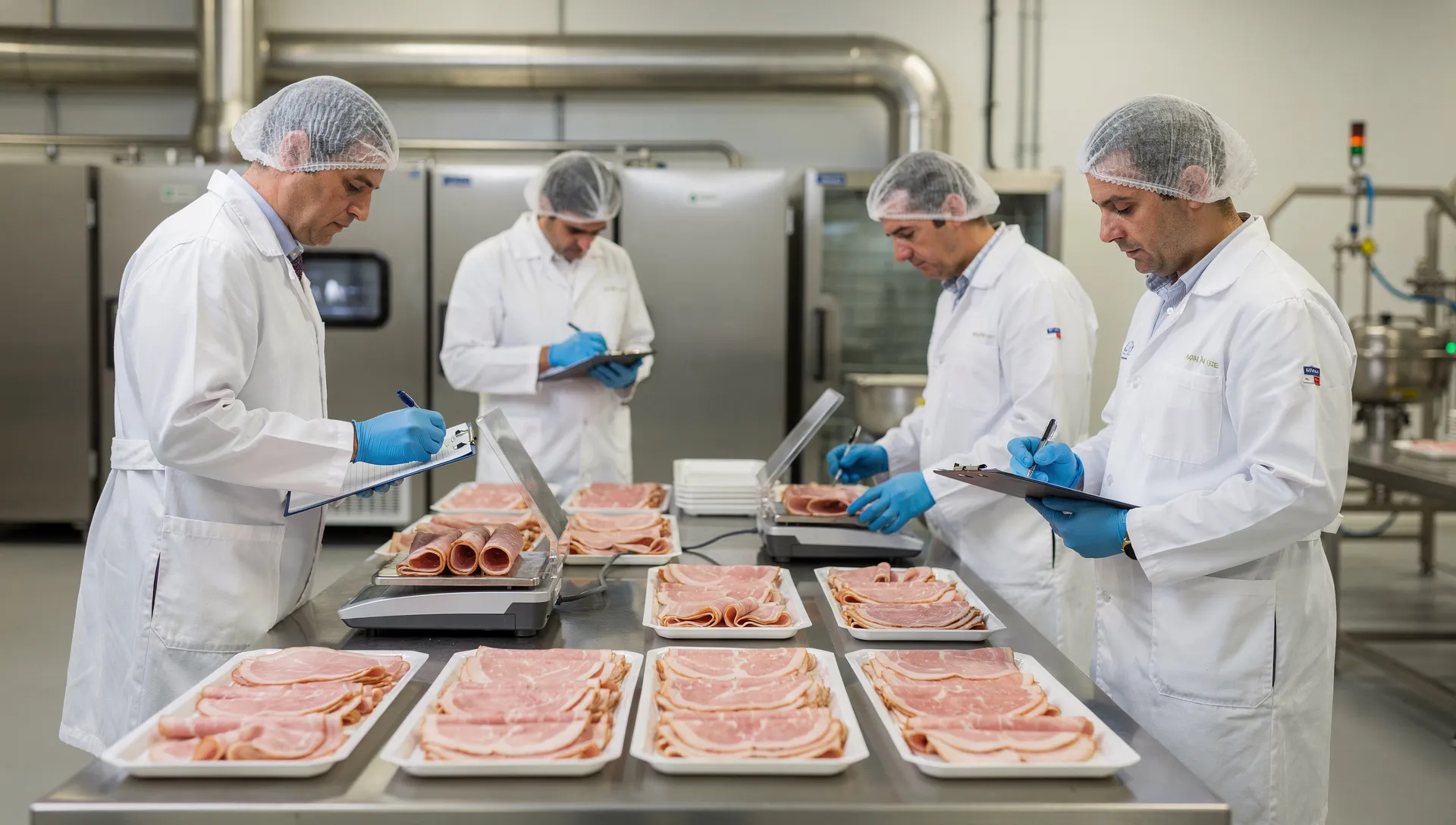 Nitriti giù, il vero collo di bottiglia è tra R&D, acquisti e qualità 1 Laboratorio R&D alimentare con tecnici che testano la riformulazione di salumi cotti